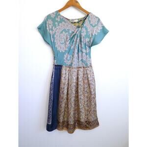 CLEMENTS RIBEIRO Cacharel France Vintage Silk Scarf Patchwork Dress S YOOX $840